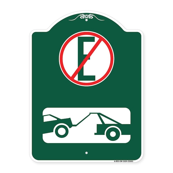 Signmission Spanish Parking Control Sign No Estacionar No Parking, Green & White Alum Sign, 18" H, GW-1824-22883 A-DES-GW-1824-22883 - main